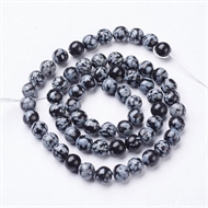 Obsidian snefnug perler på streng 